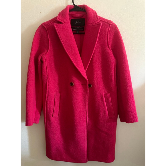 Women's J.Crew Pink Italian Boiled Wool and Two button Pea Coat 00P - Picture 3 of 5